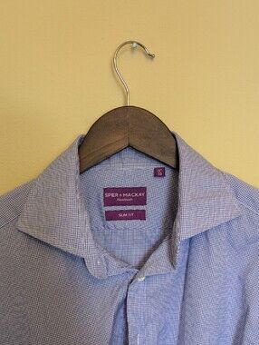 Spier & Mackay Men's Light Blue Dress Shirt 15.5x33 Slim Fit
